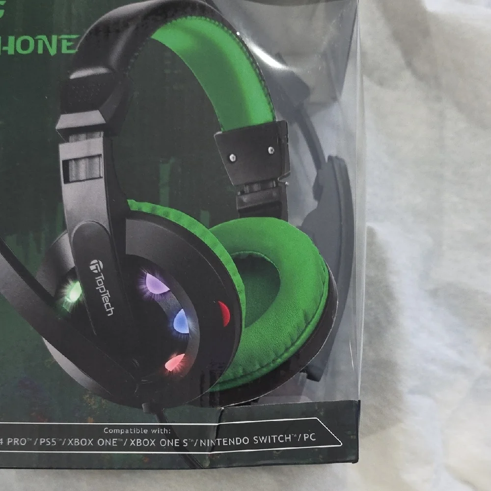 TopTech Green Gaming Headphones